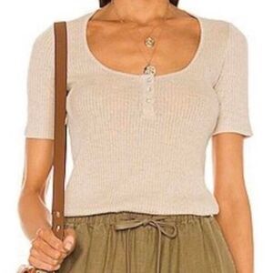 Vince Women's Tan Henley Size- Small